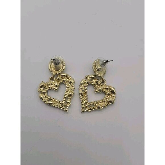 Vintage Heart Shaped Iridescent Multicolor Earrings And Matching Round Ring - Picture 5 of 12